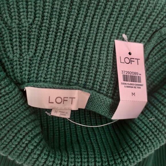 New LOFT Turtleneck Poncho Sweater Tunic Green Long Sleevees 37292089 Medium - Picture 4 of 5